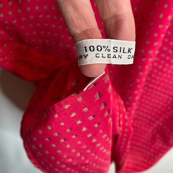 Charlotte Ford Boutique 100% Silk Fuchsia Collarless Button Front Dress Size 6 - Picture 10 of 15